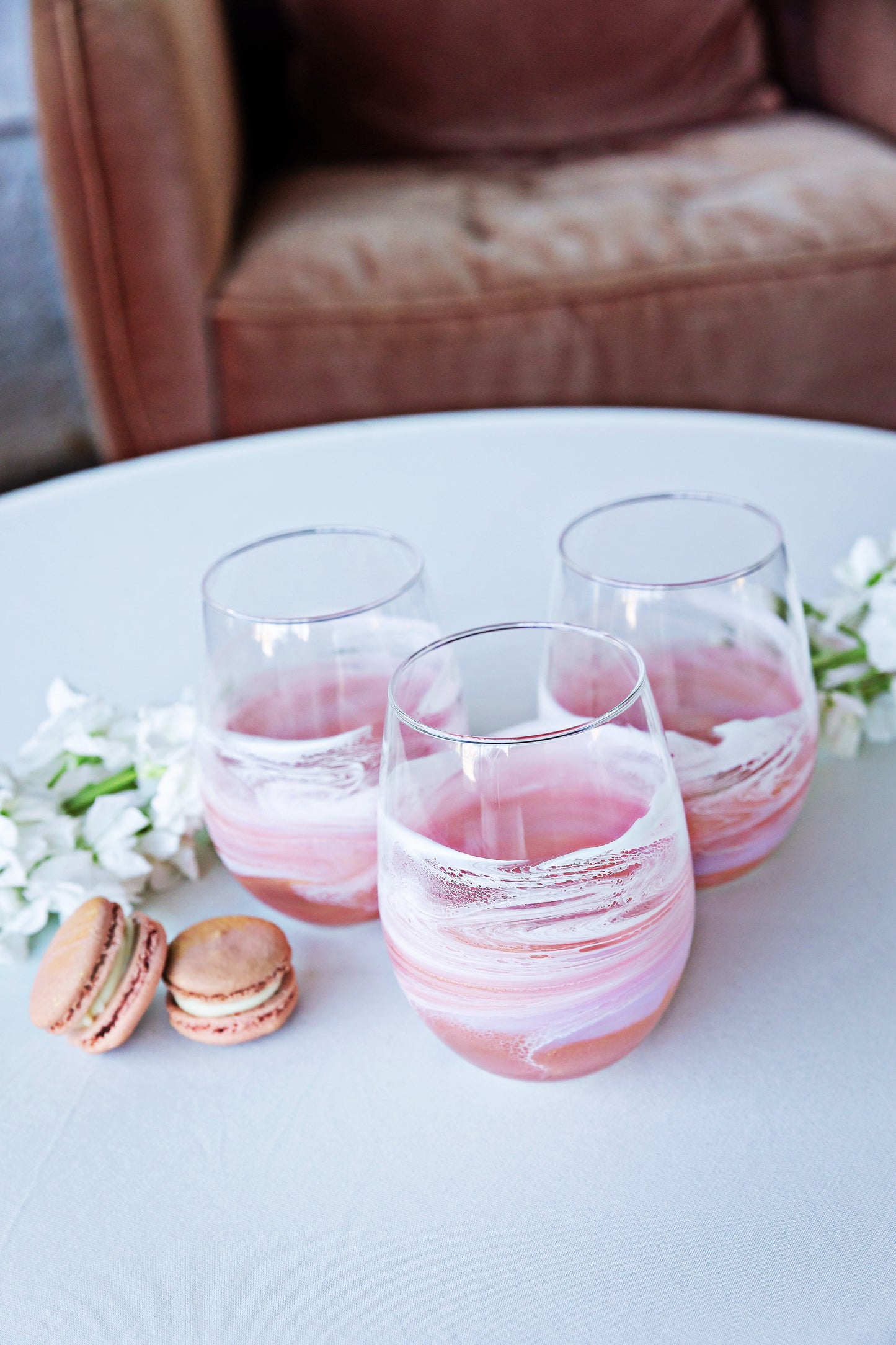 Pink Beachy Stemless Wine Glass