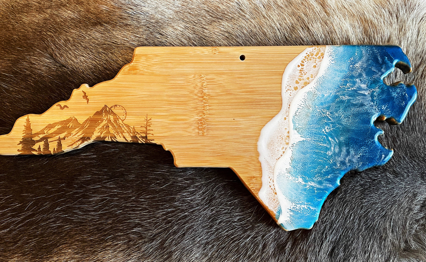 North Carolina Charcuterie Board | Handcrafted State Serving Board | NC Gift