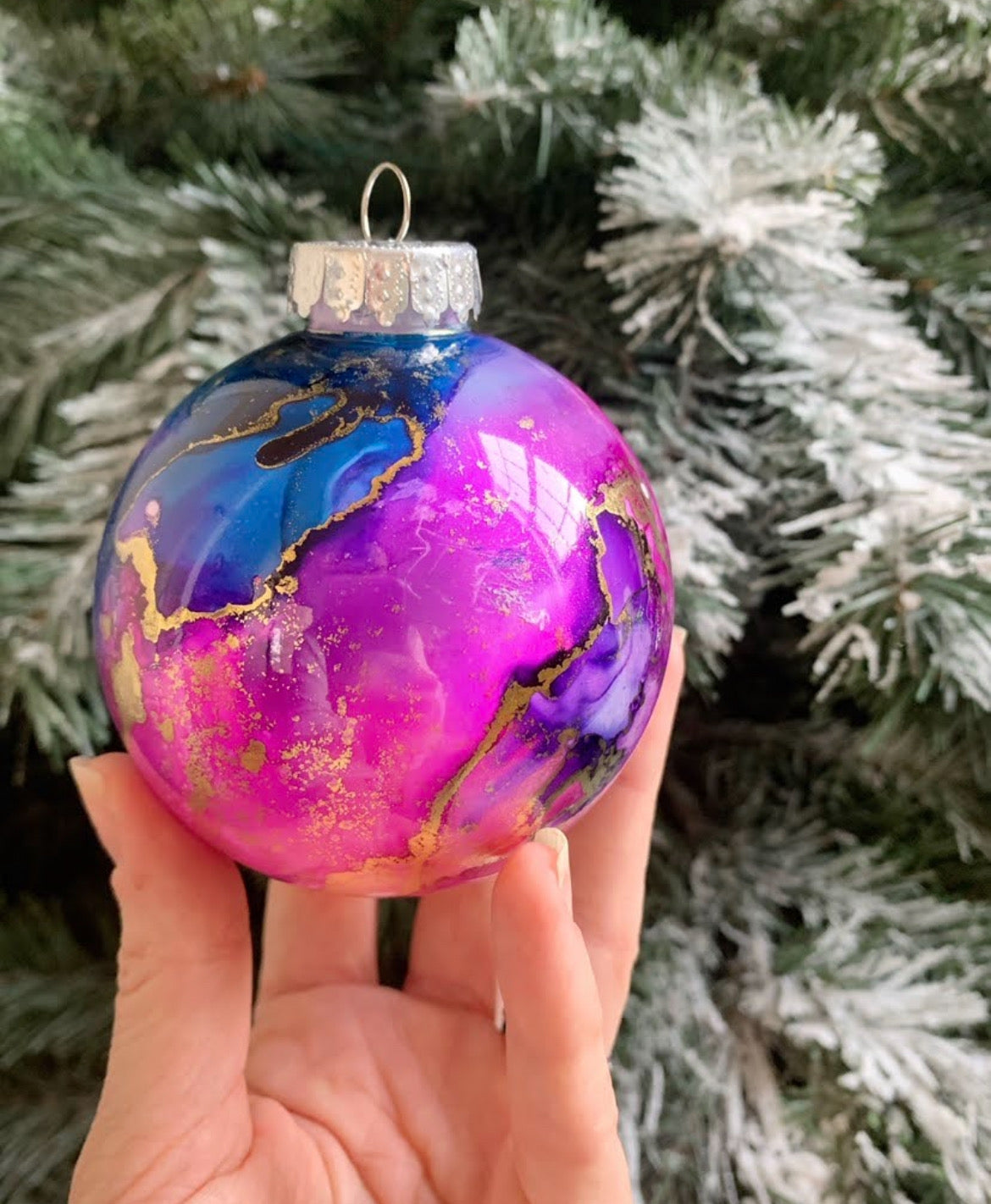 Hand Painted Glass Bulb Ornament