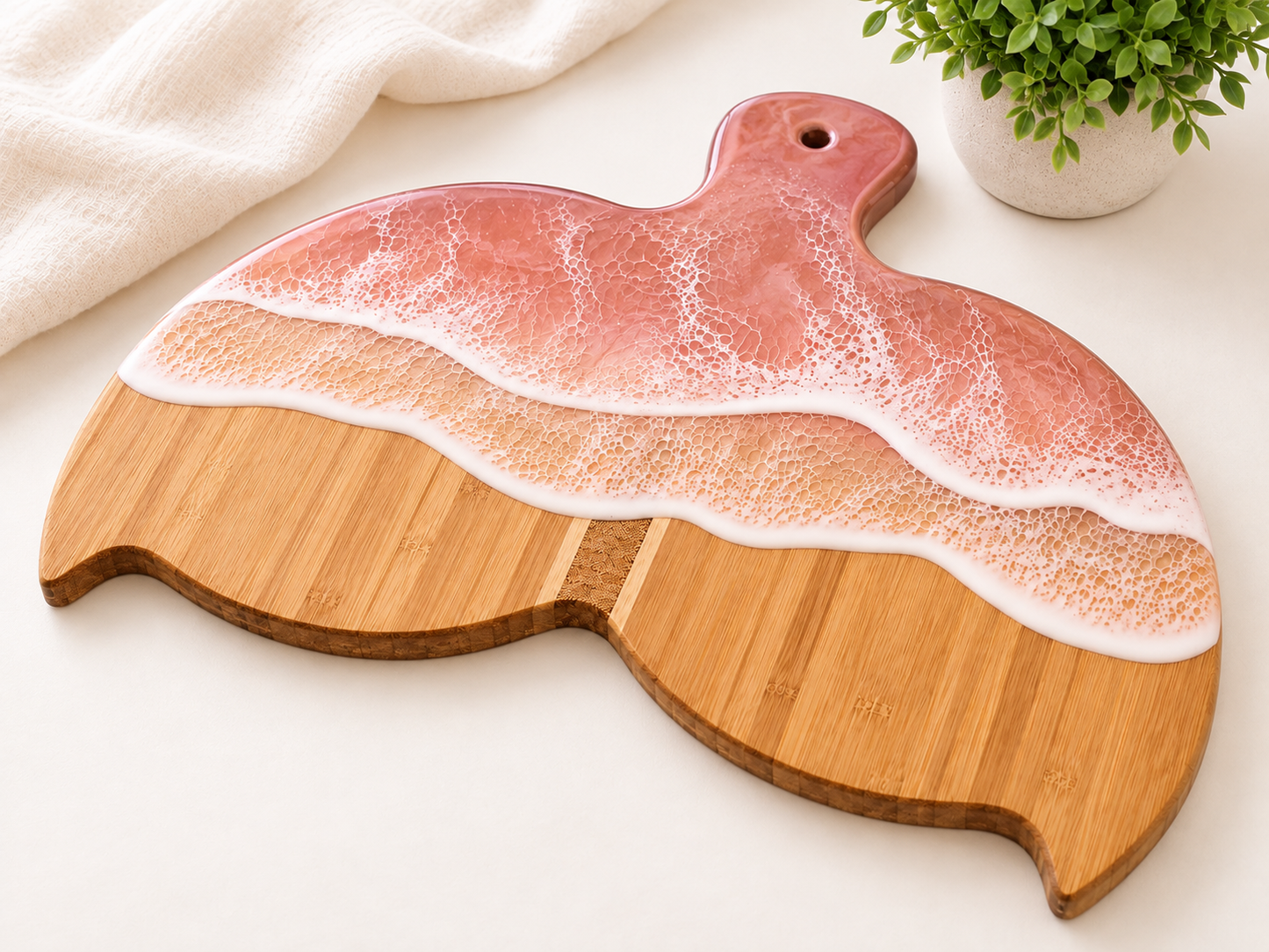 Ocean Wave Charcuterie Board | Coastal Whale Tail Serving Board