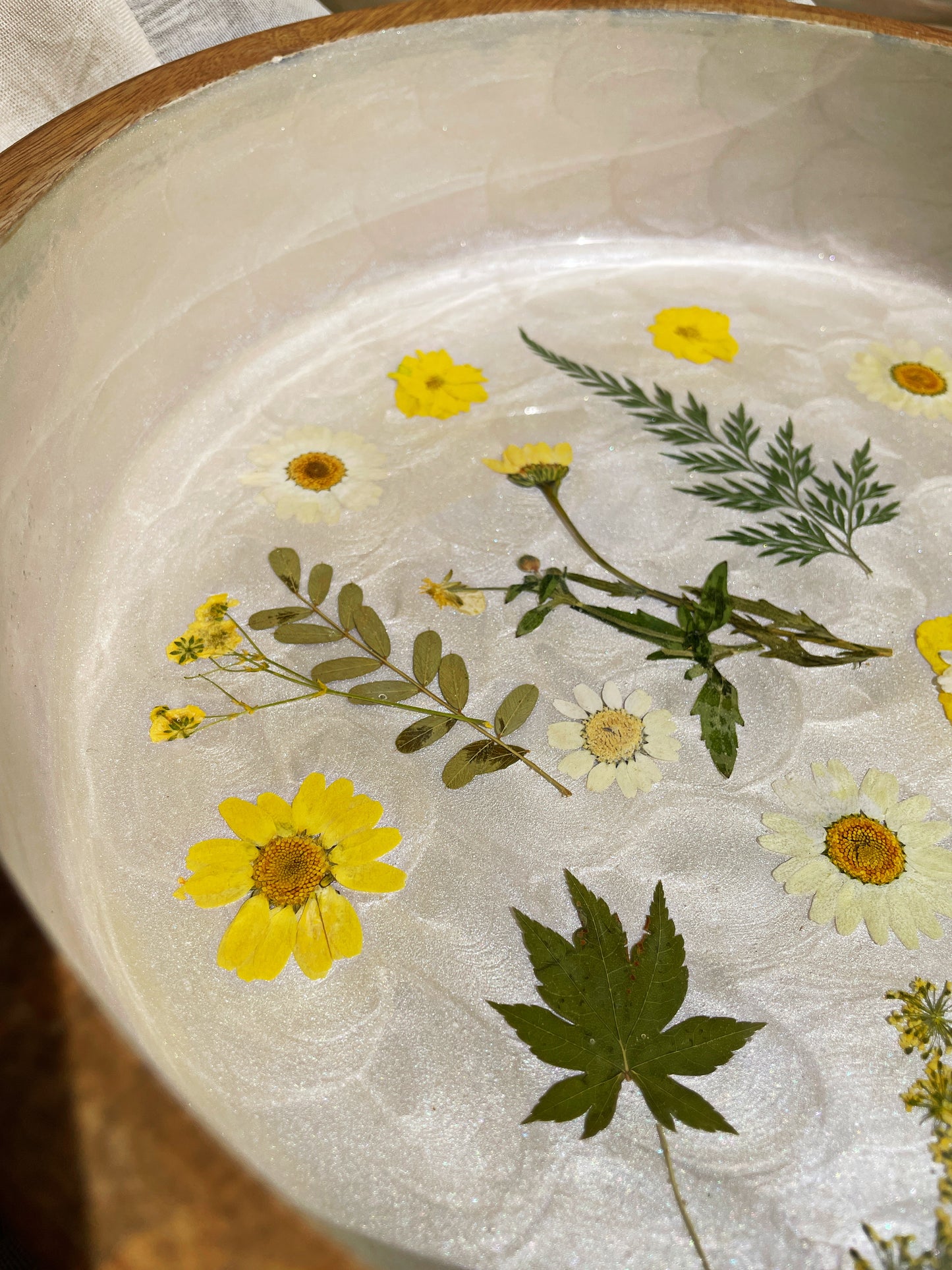 Round Floral Tray - Pressed Flower Coffee Table Tray