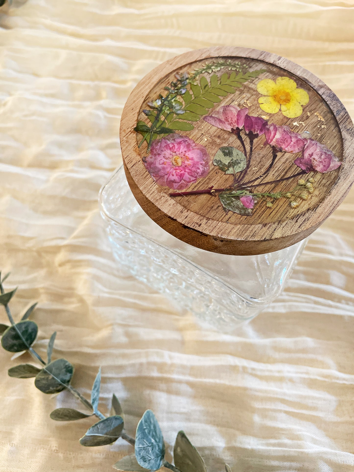 Pressed Flower Storage Canister - Glass Kitchen Decor