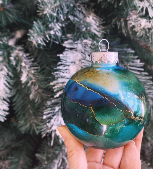 Hand Painted Glass Bulb Ornament