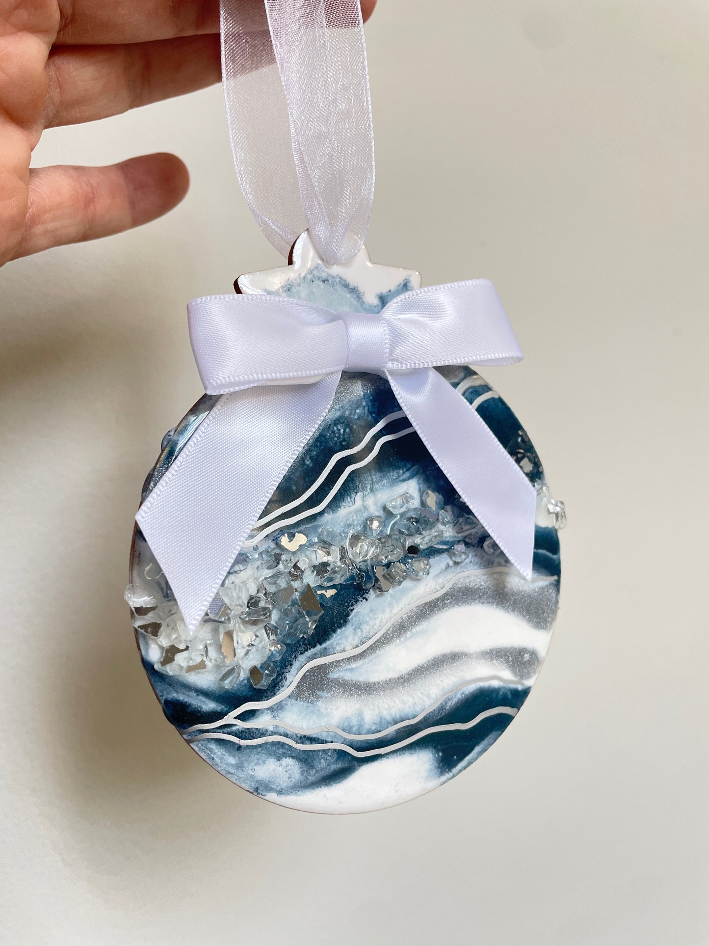 Geode-Crushed Glass Christmas Ornament