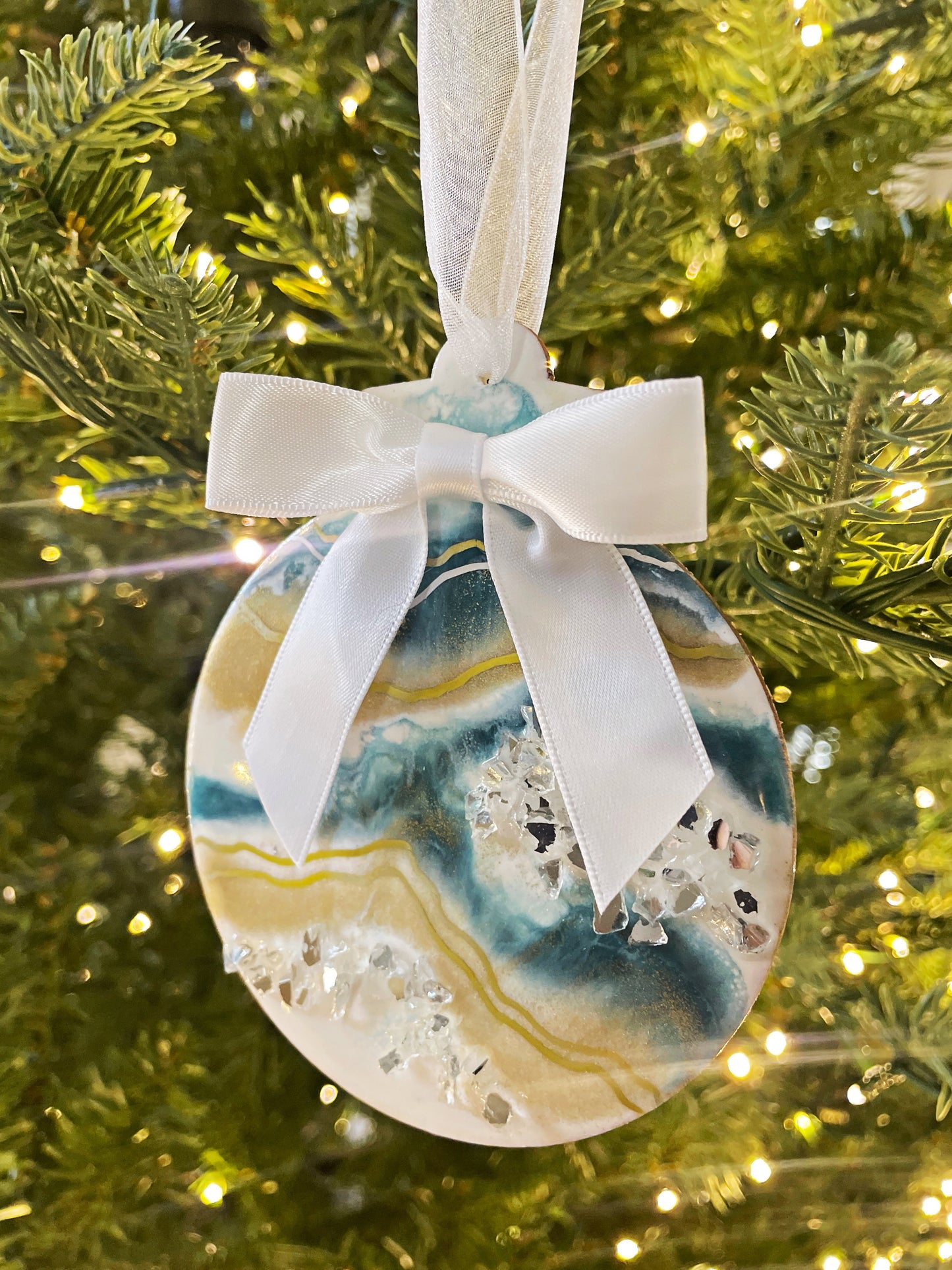 Geode-Crushed Glass Christmas Ornament