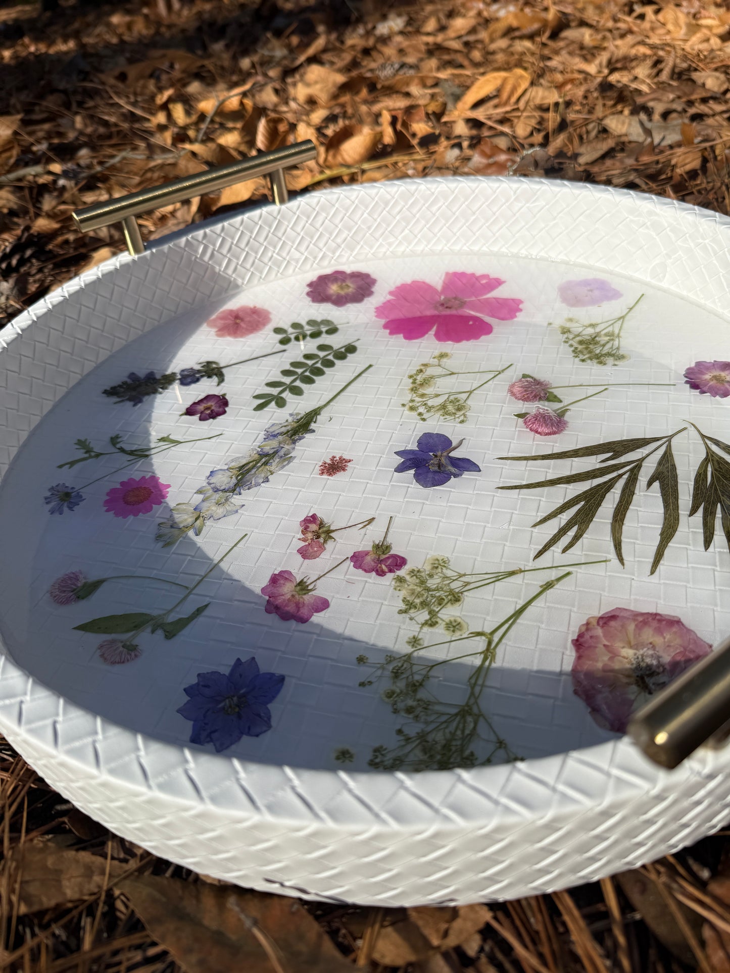 White Woven Pressed Flower Tray
