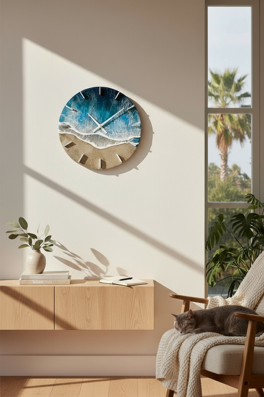 Coastal Wall Clock | Beach Sand Clock | Beach House Gift | Vacation Rental Decor