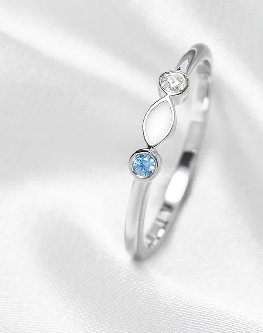 Birthstone Keepsake Ring Stackable Ring - 14 K Solid Gold