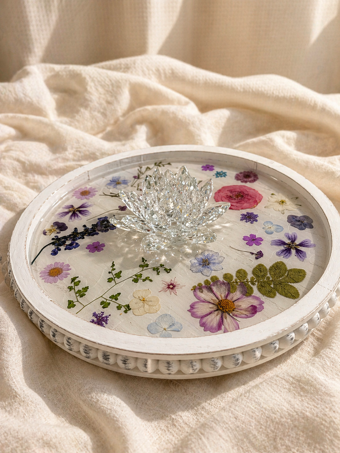 White Wildflower Turntable - Lazy Susan