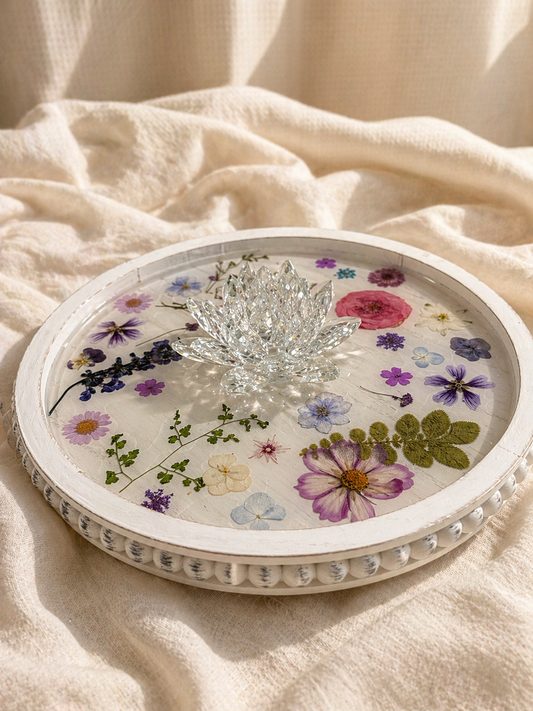 White Wildflower Turntable - Lazy Susan