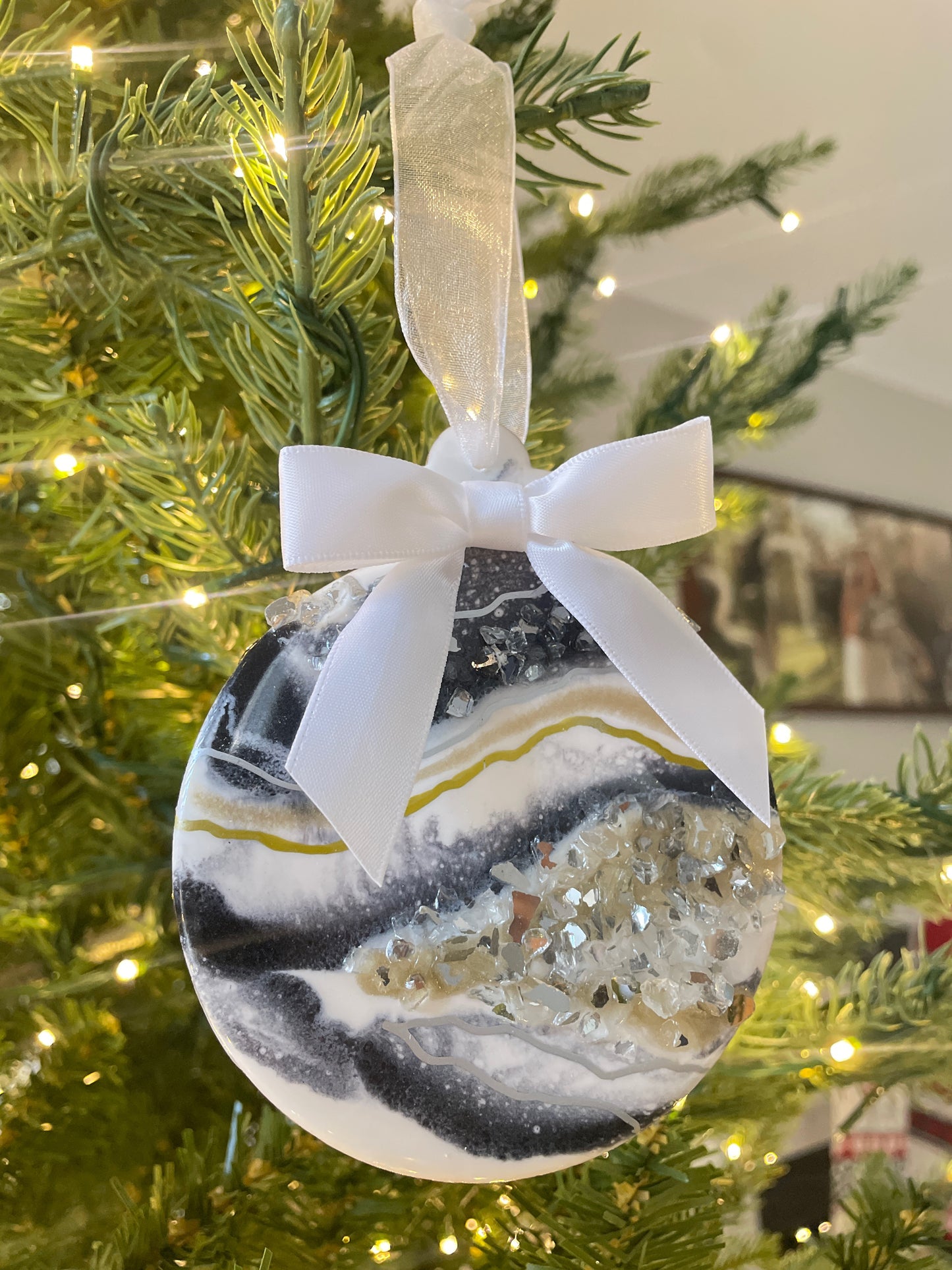 Geode-Crushed Glass Christmas Ornament