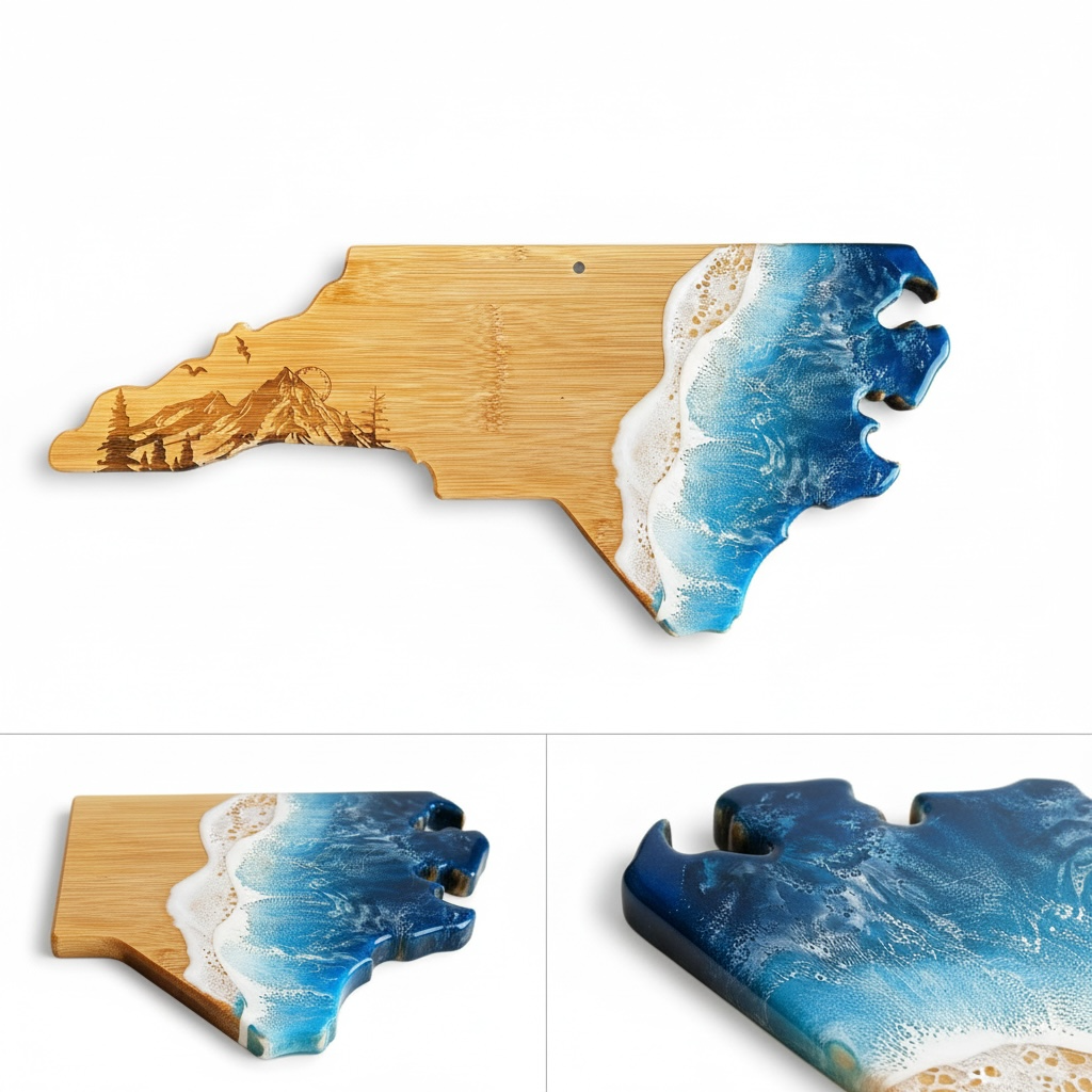 North Carolina Charcuterie Board | Handcrafted State Serving Board | NC Gift