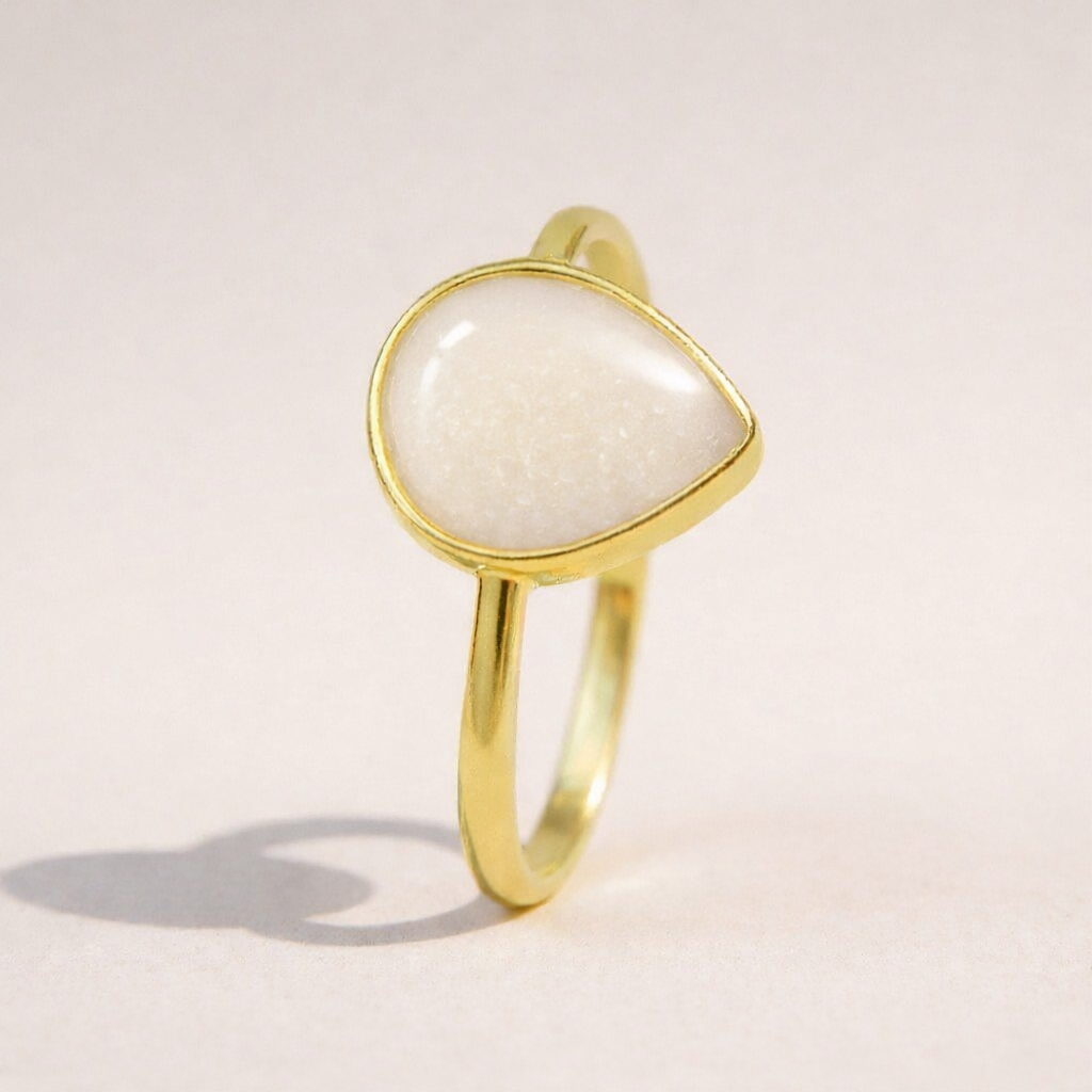 14K Solid Gold Keepsake Ring - Pear