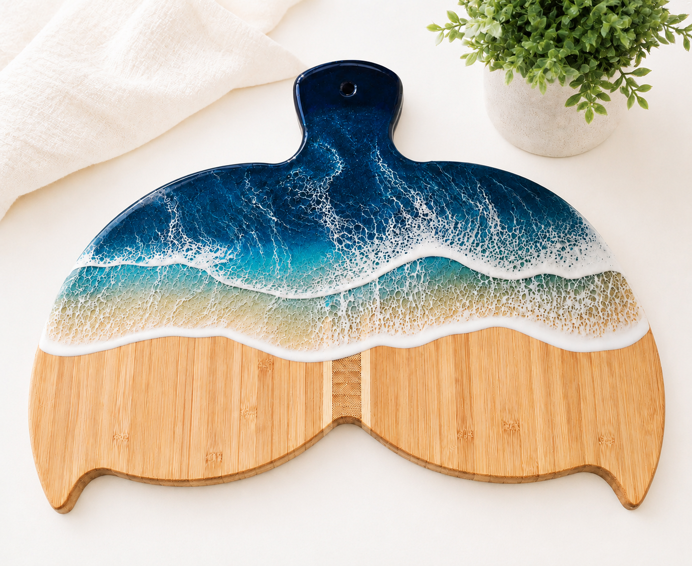 Ocean Wave Charcuterie Board | Coastal Whale Tail Serving Board