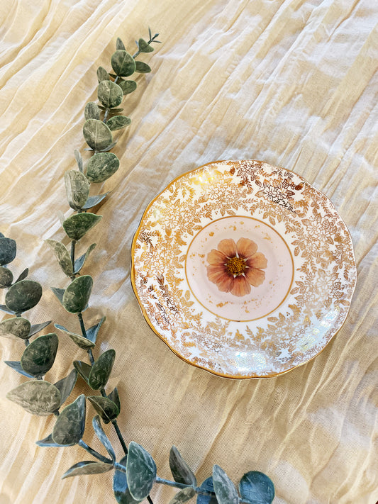 Vintage Floral Jewelry Dish