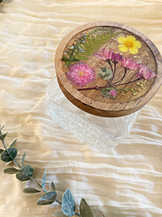 Pressed Flower Storage Canister - Glass Kitchen Decor