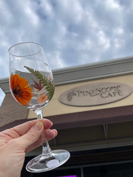 Stemmed Wildflower Wine Glass