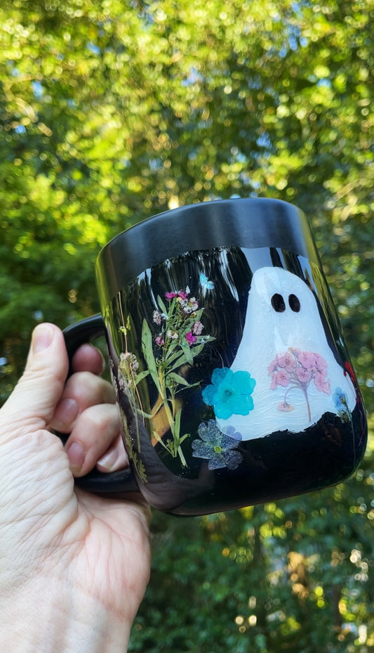 Garden Ghost Coffee Mug - Halloween Cup - Fall Decor
