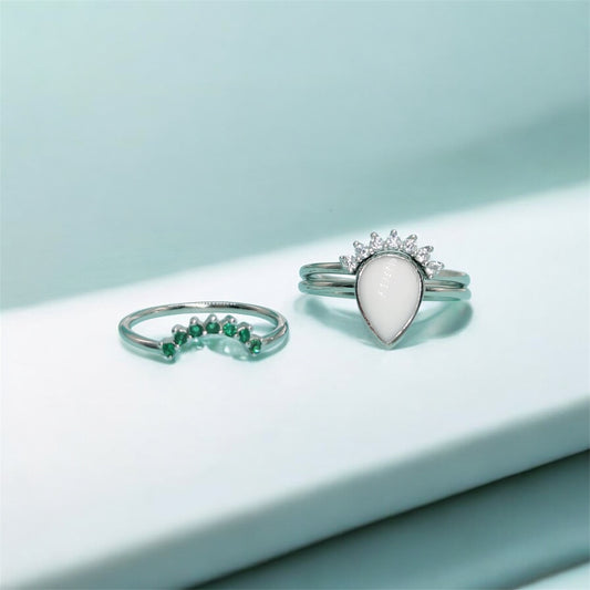 Halo Birthstone Keepsake Ring Stackable Set
